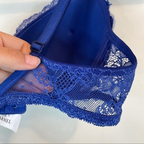 Lise Charmel Lace Floral Embroidered Blue Bra 34 C - Picture 5 of 10